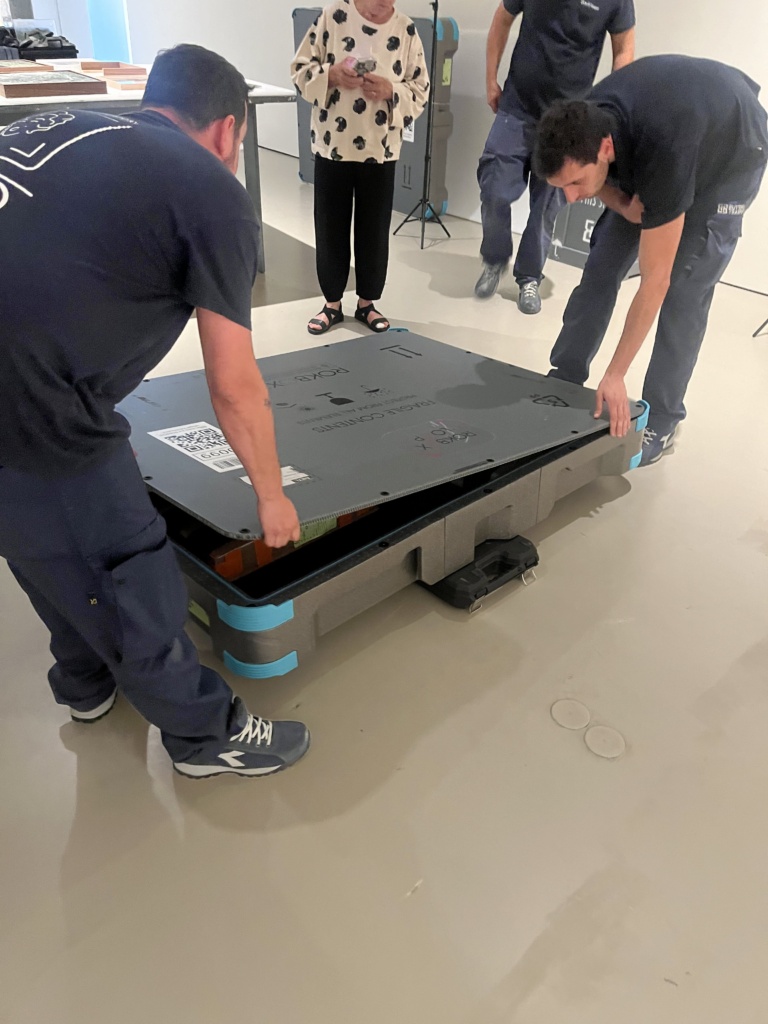 Haley Mellin works are unpacked from a ROKBOX